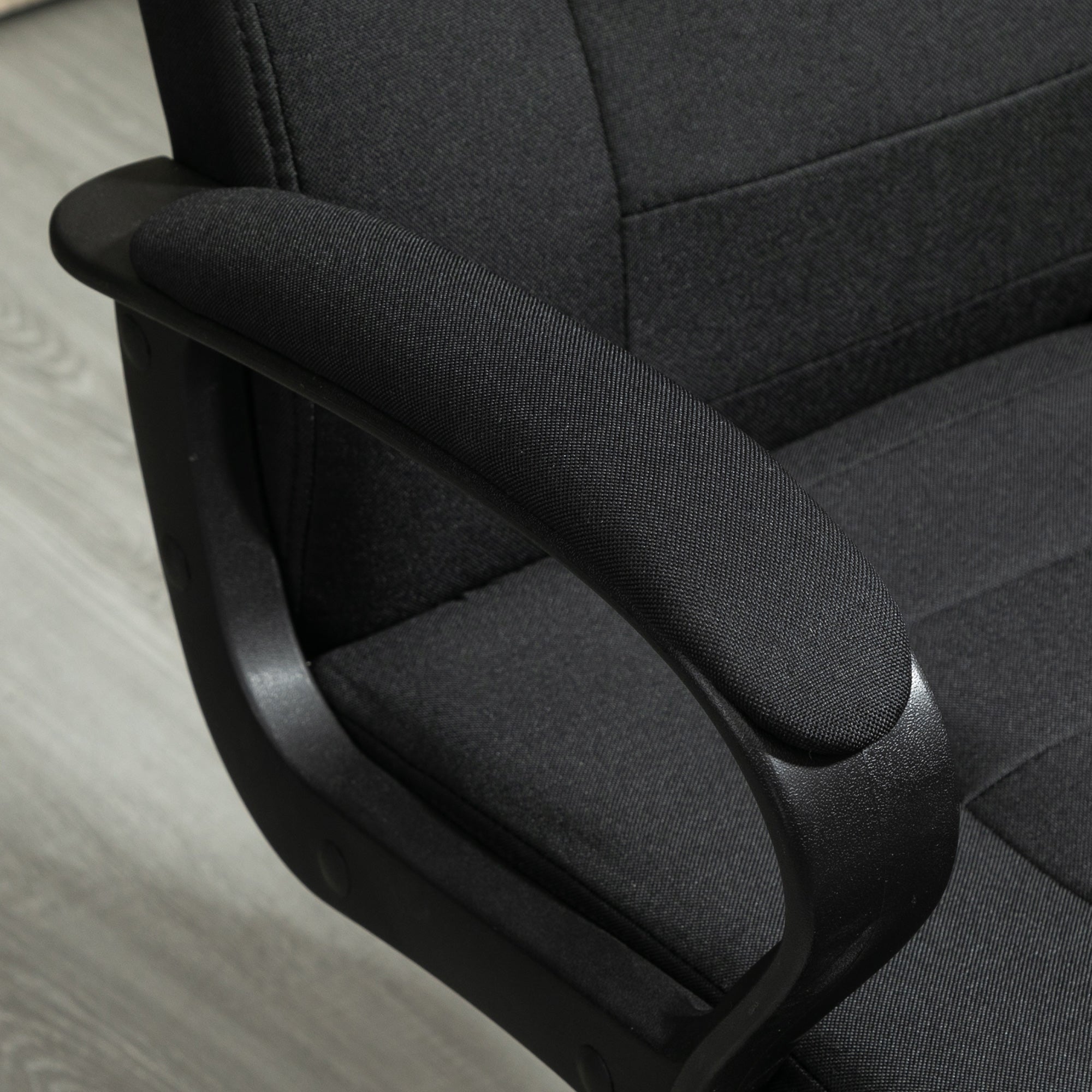 Office Chair Computer Chair with Rocking Function Headrest Ergonomic Desk Chair Rotatable Height Adjustable Linen-Touch Black 62 x 76 x 110-119 cm
