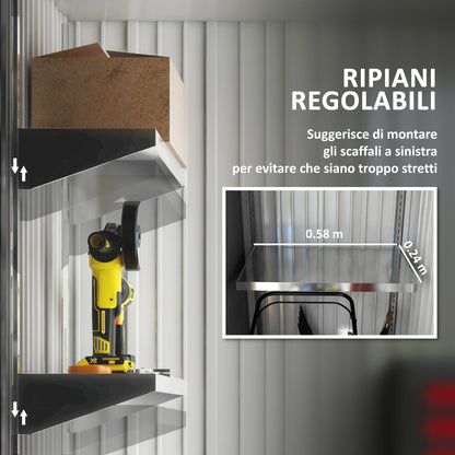 Small Steel Garden Shed Tools Storage, Outdoor Cabinet with Lockable Door, 161x95x163/181cm, Green