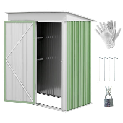 Small Steel Garden Shed Tools Storage, Outdoor Cabinet with Lockable Door, 161x95x163/181cm, Green