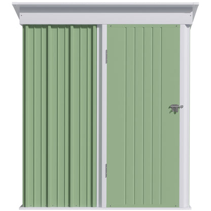 Small Steel Garden Shed Tools Storage, Outdoor Cabinet with Lockable Door, 161x95x163/181cm, Green