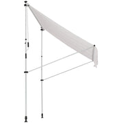 2x1.5m Manual Retractable Canopy Outdoor Patio Sun Shade Adjustable Height with Crank 170-280 cm Without Drilling for Balcony Garden White