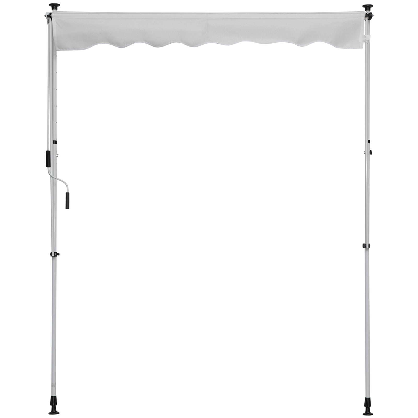 2x1.5m Manual Retractable Canopy Outdoor Patio Sun Shade Adjustable Height with Crank 170-280 cm Without Drilling for Balcony Garden White