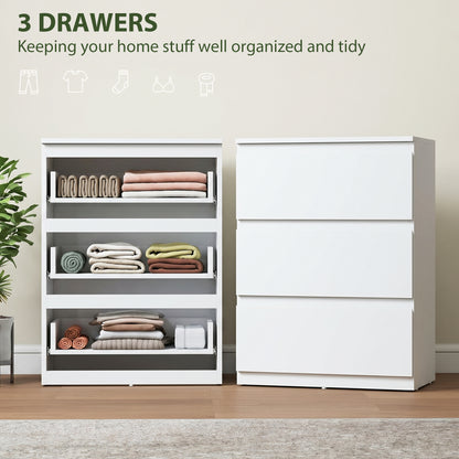 3-Drawer Chest - Modern White Sideboard for Living Room, Bedroom & Hallway, 21.7 x 13.4 x 29.5 in