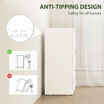3-Drawer Chest - Modern White Sideboard for Living Room, Bedroom & Hallway, 21.7 x 13.4 x 29.5 in
