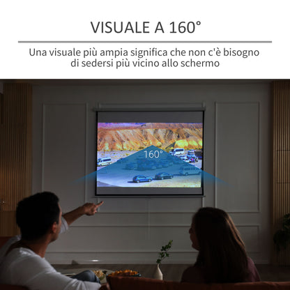 100" 4:3 Adjustable Height Projector Screen, Fabric and Metal Projection Screen, 203x152 cm, Black and White