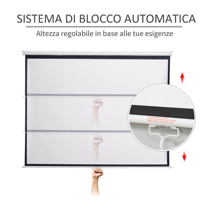 100" 4:3 Adjustable Height Projector Screen, Fabric and Metal Projection Screen, 203x152 cm, Black and White