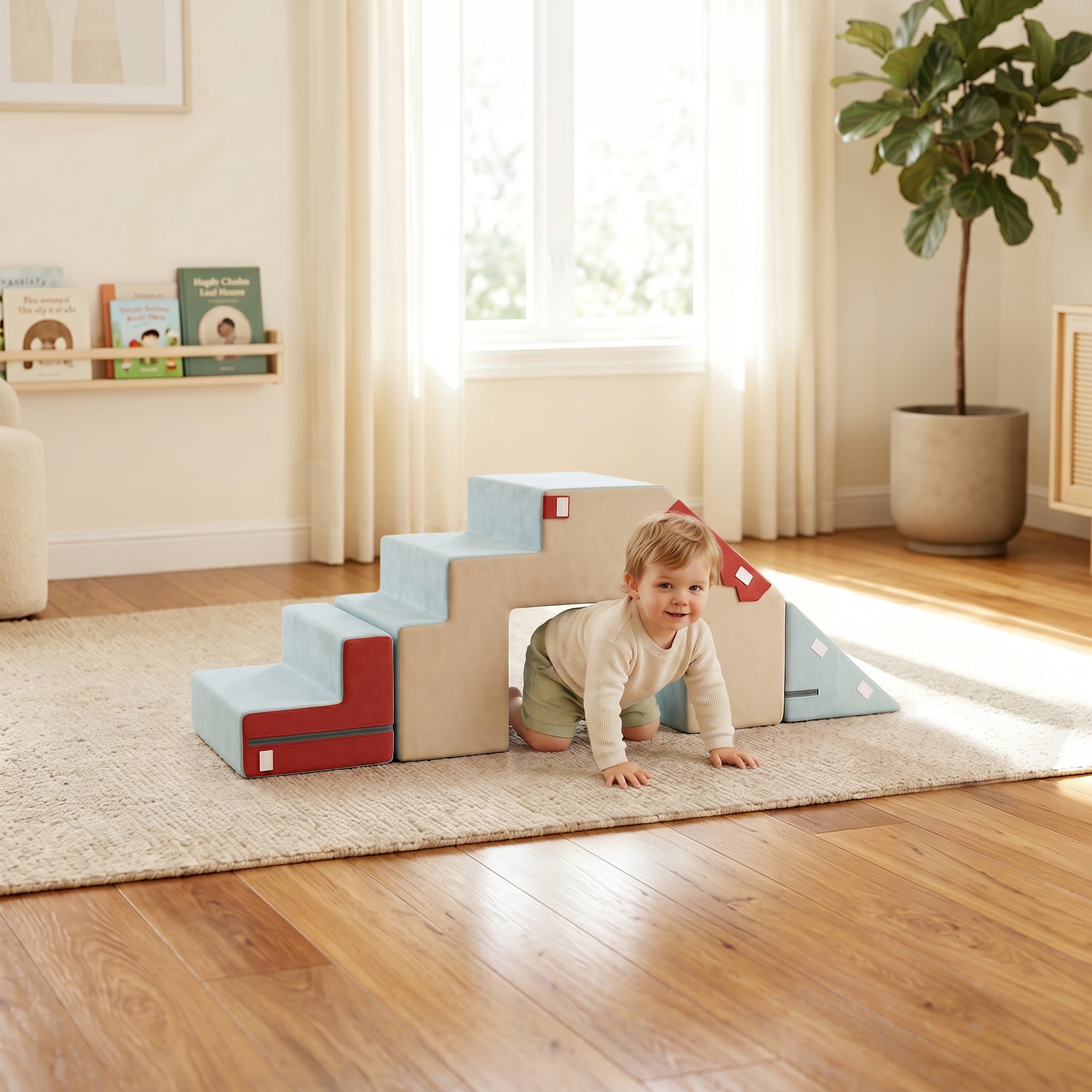 Kids Foam Building Blocks 2-Pack — Non-Slip Giant Soft Blocks with Velvet Finish, Foldable Slide & Climb, Colorful