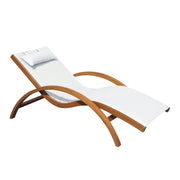 Hammock Lounger for Garden Terrace Beach Pool or Patio 161x72x68 cm White color made of Wood Mesh and Texteline with Cushion