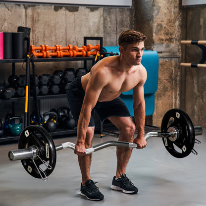 SPORTNOW Set of 2 Cast Iron Weight Plates Ø24x3.5 cm 5 kg Rubber Coated Weight Plates with 5 cm Hole for Barbell or Dumbbells Fitness in Home Gym Black