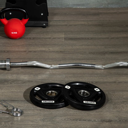 SPORTNOW Set of 2 Cast Iron Weight Plates Ø24x3.5 cm 5 kg Rubber Coated Weight Plates with 5 cm Hole for Barbell or Dumbbells Fitness in Home Gym Black