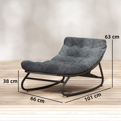 Swing Chair with Wide Mesh Seat and Thick Cushion, Outdoor Relaxing Rocker for Garden, Balcony & Patio, Up to 265 lb, 39.8 x 26.0 x 24.8 in, Gray