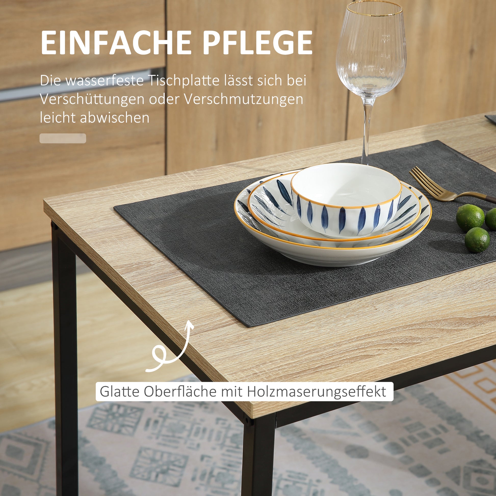 Dining Table with 2 Chairs, 3-Piece Dining Set for 2 Persons, Dining Group for Small Spaces, Kitchen, Living Room, Oak