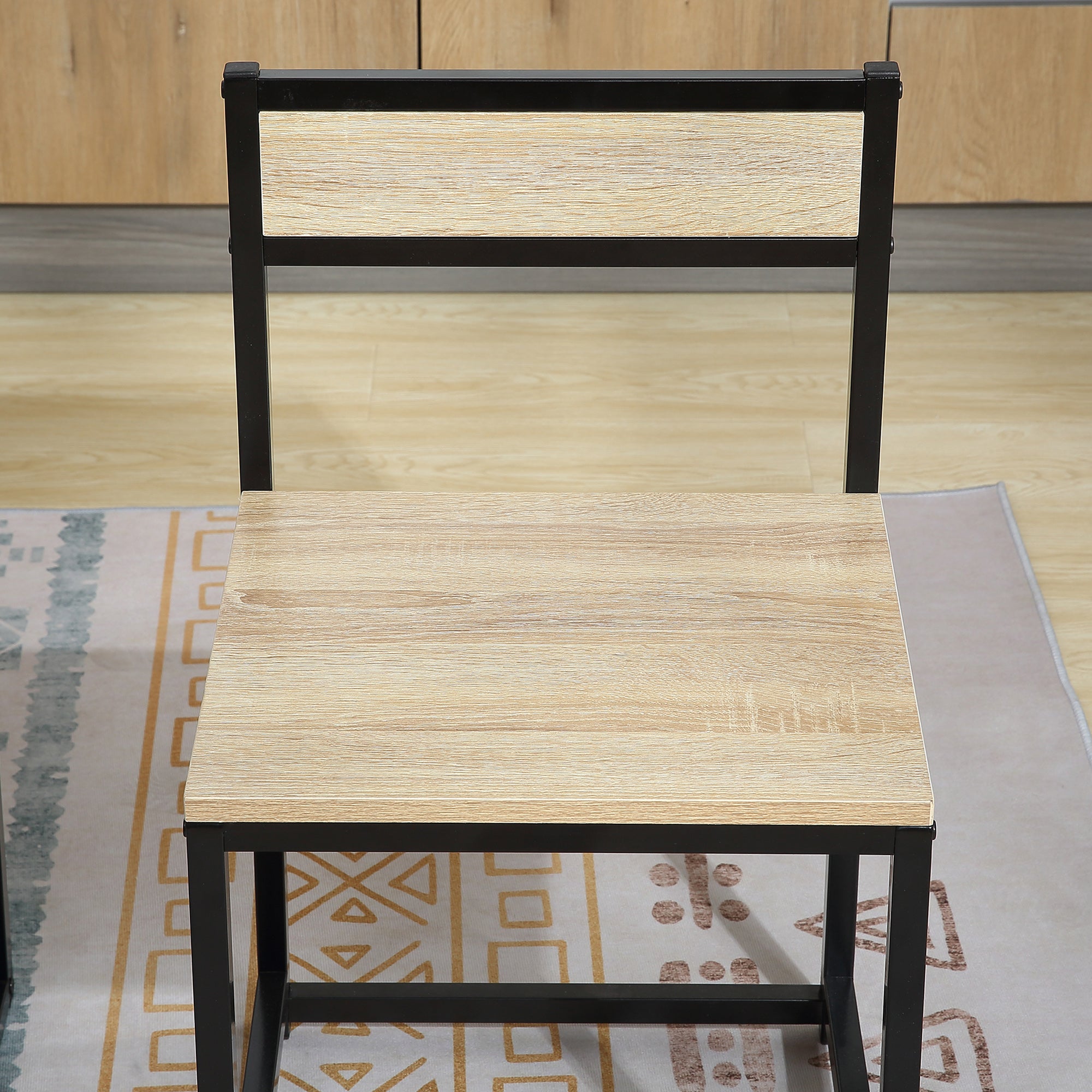 Dining Table with 2 Chairs, 3-Piece Dining Set for 2 Persons, Dining Group for Small Spaces, Kitchen, Living Room, Oak