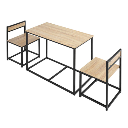 Dining Table with 2 Chairs, 3-Piece Dining Set for 2 Persons, Dining Group for Small Spaces, Kitchen, Living Room, Oak