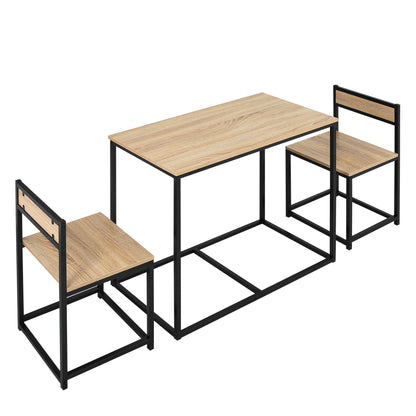Dining Table with 2 Chairs, 3-Piece Dining Set for 2 Persons, Dining Group for Small Spaces, Kitchen, Living Room, Oak