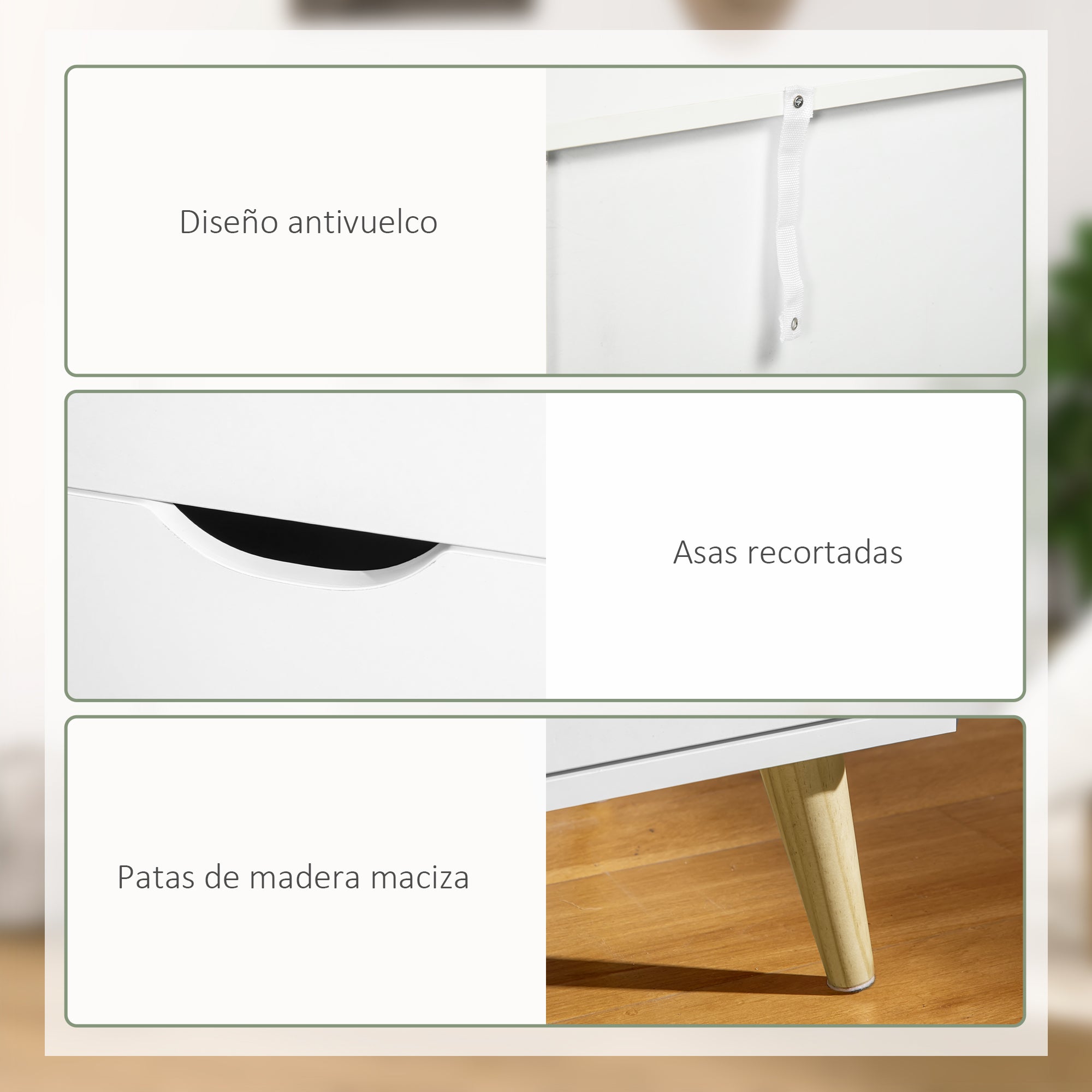 6-Drawer Dresser Cabinet Organizer with Drawers for Kitchen Bedroom Living Room Study Modern Style Anti-tip 120x40x76 cm White
