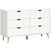 6-Drawer Dresser Cabinet Organizer with Drawers for Kitchen Bedroom Living Room Study Modern Style Anti-tip 120x40x76 cm White