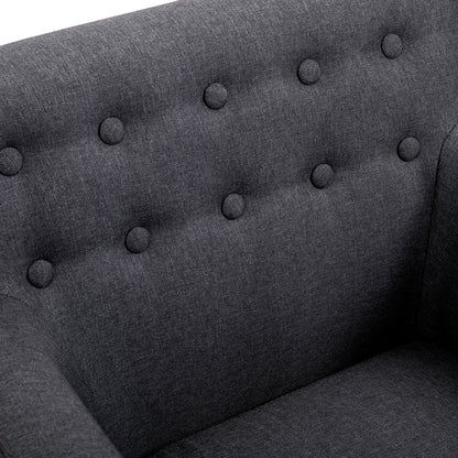 Modern Upholstered Armchair, Living Room Bedroom Chair with Armrests Fabric Wood 68 × 58.5 × 76cm Dark Grey