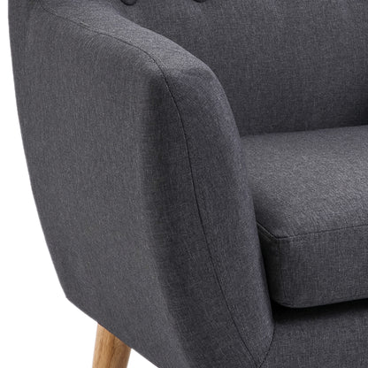 Modern Upholstered Armchair, Living Room Bedroom Chair with Armrests Fabric Wood 68 × 58.5 × 76cm Dark Grey