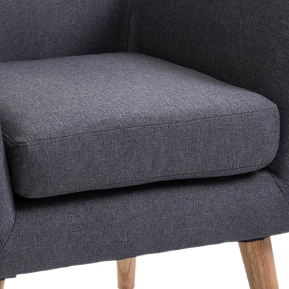 Modern Upholstered Armchair, Living Room Bedroom Chair with Armrests Fabric Wood 68 × 58.5 × 76cm Dark Grey