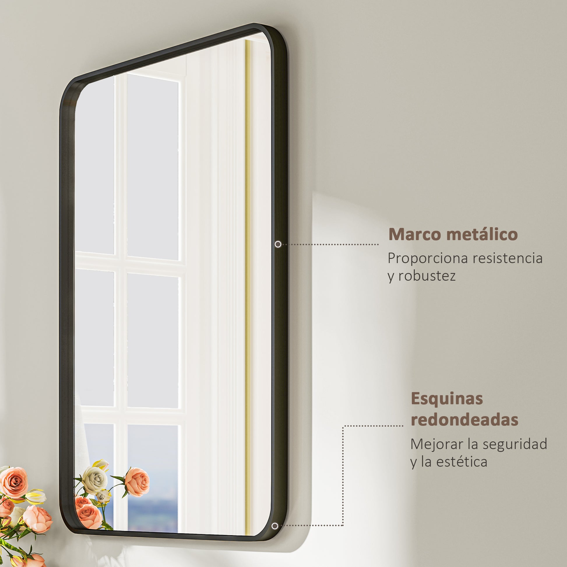 24x32 inch Bathroom Mirror Wall Mirror Decorative Mirror with Metal Frame and Easy Installation Hook for Living Room Entryway Hallway Black