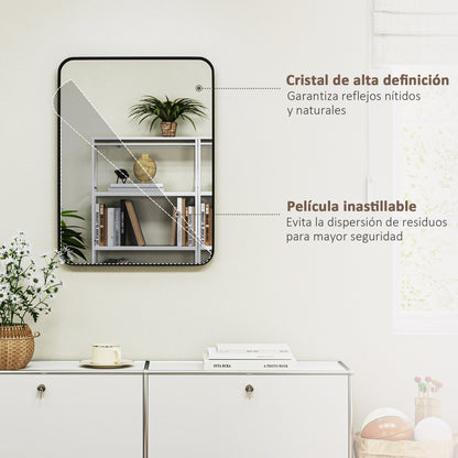 24x32 inch Bathroom Mirror Wall Mirror Decorative Mirror with Metal Frame and Easy Installation Hook for Living Room Entryway Hallway Black