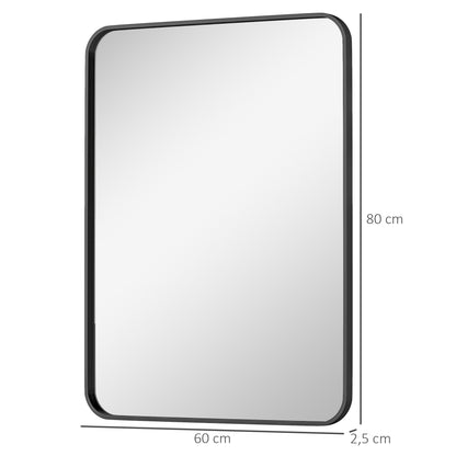 24x32 inch Bathroom Mirror Wall Mirror Decorative Mirror with Metal Frame and Easy Installation Hook for Living Room Entryway Hallway Black