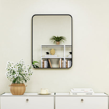 24x32 inch Bathroom Mirror Wall Mirror Decorative Mirror with Metal Frame and Easy Installation Hook for Living Room Entryway Hallway Black