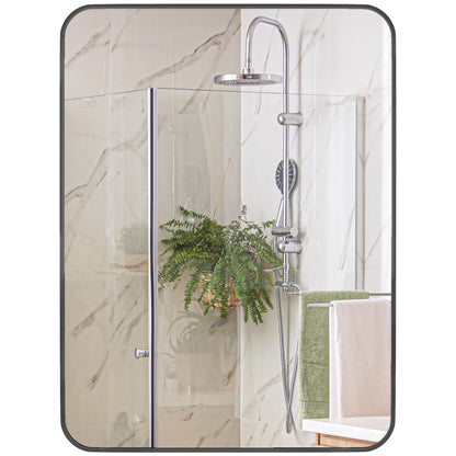 24x32 inch Bathroom Mirror Wall Mirror Decorative Mirror with Metal Frame and Easy Installation Hook for Living Room Entryway Hallway Black