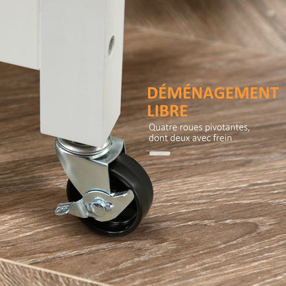 Rolling Kitchen Cart Service Cart Contemporary Style - Door, Drawer, 3 Shelves - Metal Handles White Wood