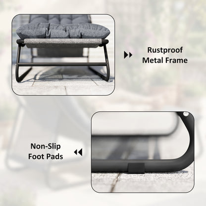 Outdoor Lounge Chair with Ottoman — 13 cm (5.1 in) Thick Cushion, Non-Slip Feet, Up to 120 kg (265 lb), Dark Gray