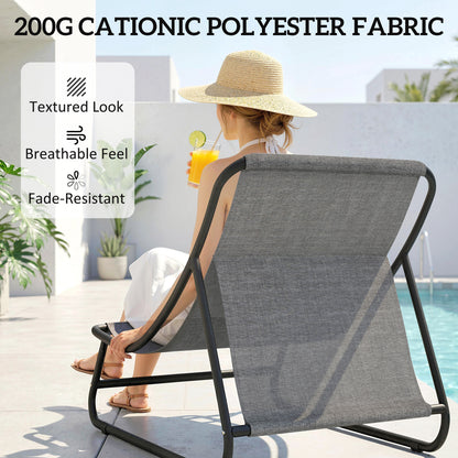 Outdoor Lounge Chair with Ottoman — 13 cm (5.1 in) Thick Cushion, Non-Slip Feet, Up to 120 kg (265 lb), Dark Gray