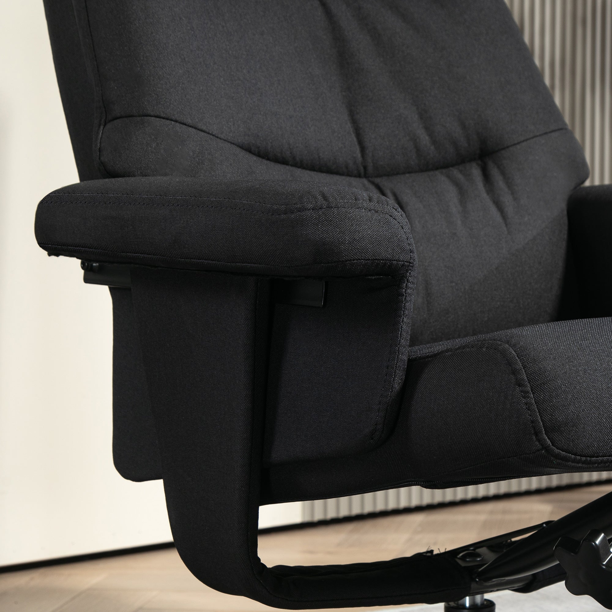 Recliner Chair with Ottoman, Padded TV Chair with Reclining Function, Rocking Feature, Swivel Lounge Chair with Velvet Look, for Living Room, Bedroom, Black