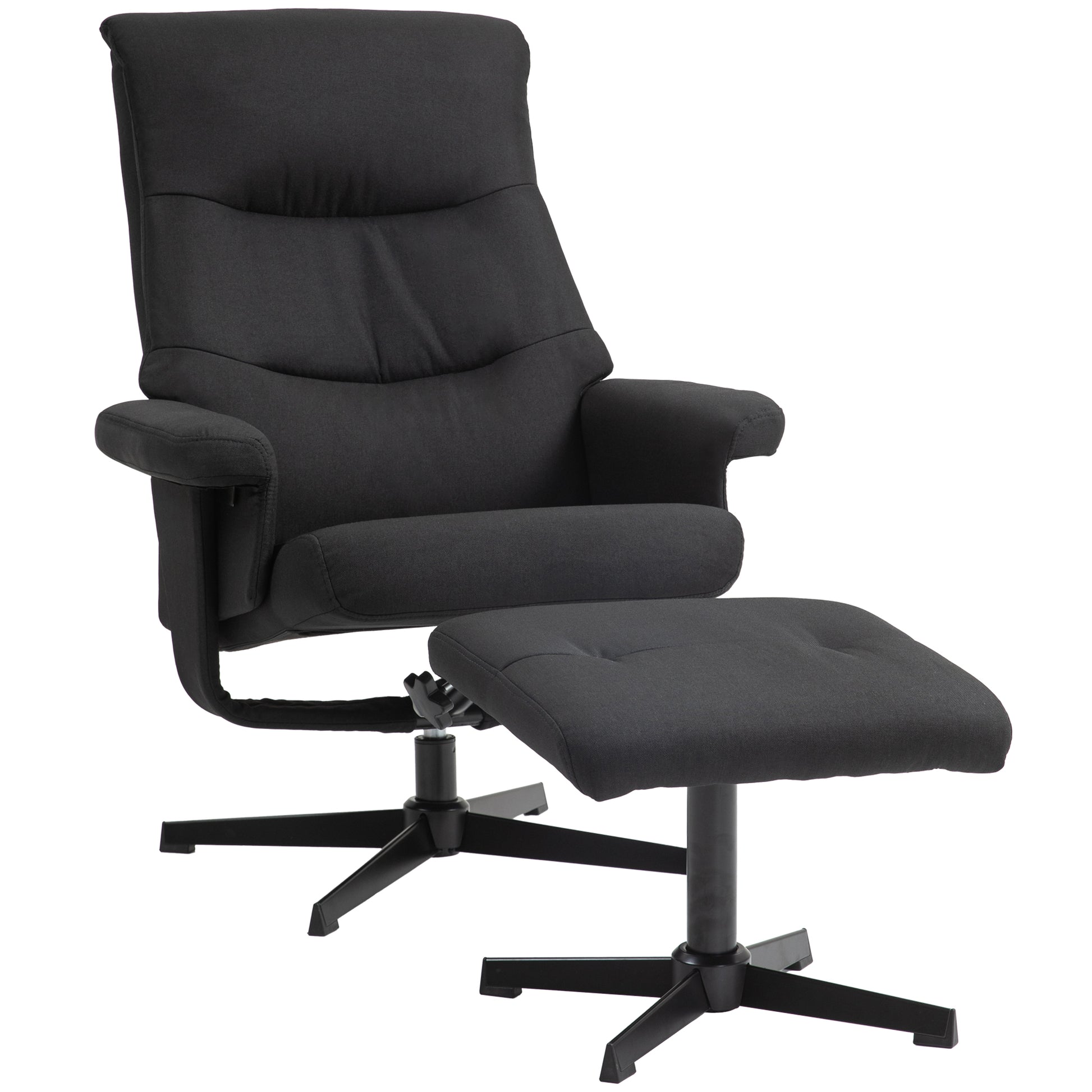 Recliner Chair with Ottoman, Padded TV Chair with Reclining Function, Rocking Feature, Swivel Lounge Chair with Velvet Look, for Living Room, Bedroom, Black
