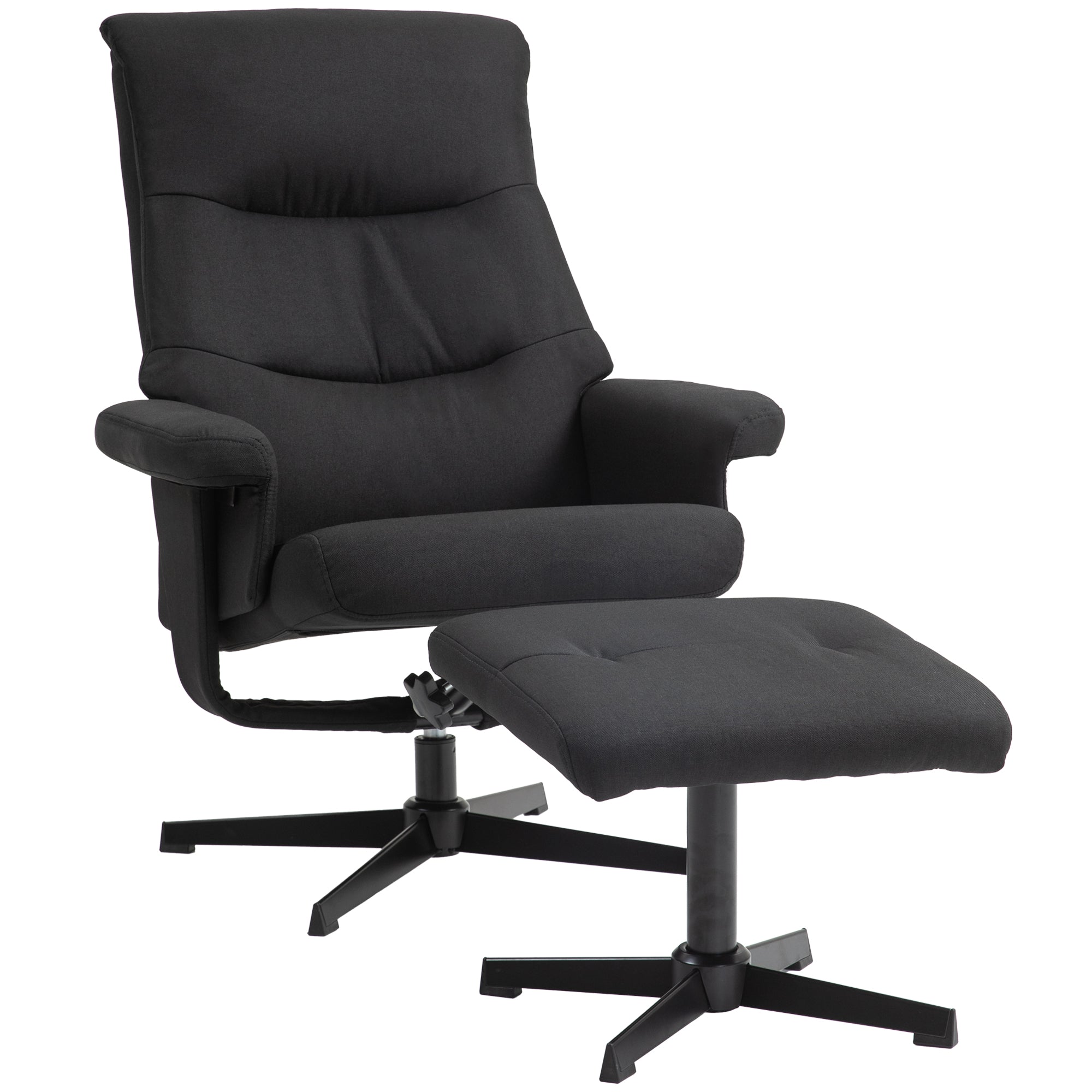 Recliner Chair with Ottoman, Padded TV Chair with Reclining Function, Rocking Feature, Swivel Lounge Chair with Velvet Look, for Living Room, Bedroom, Black