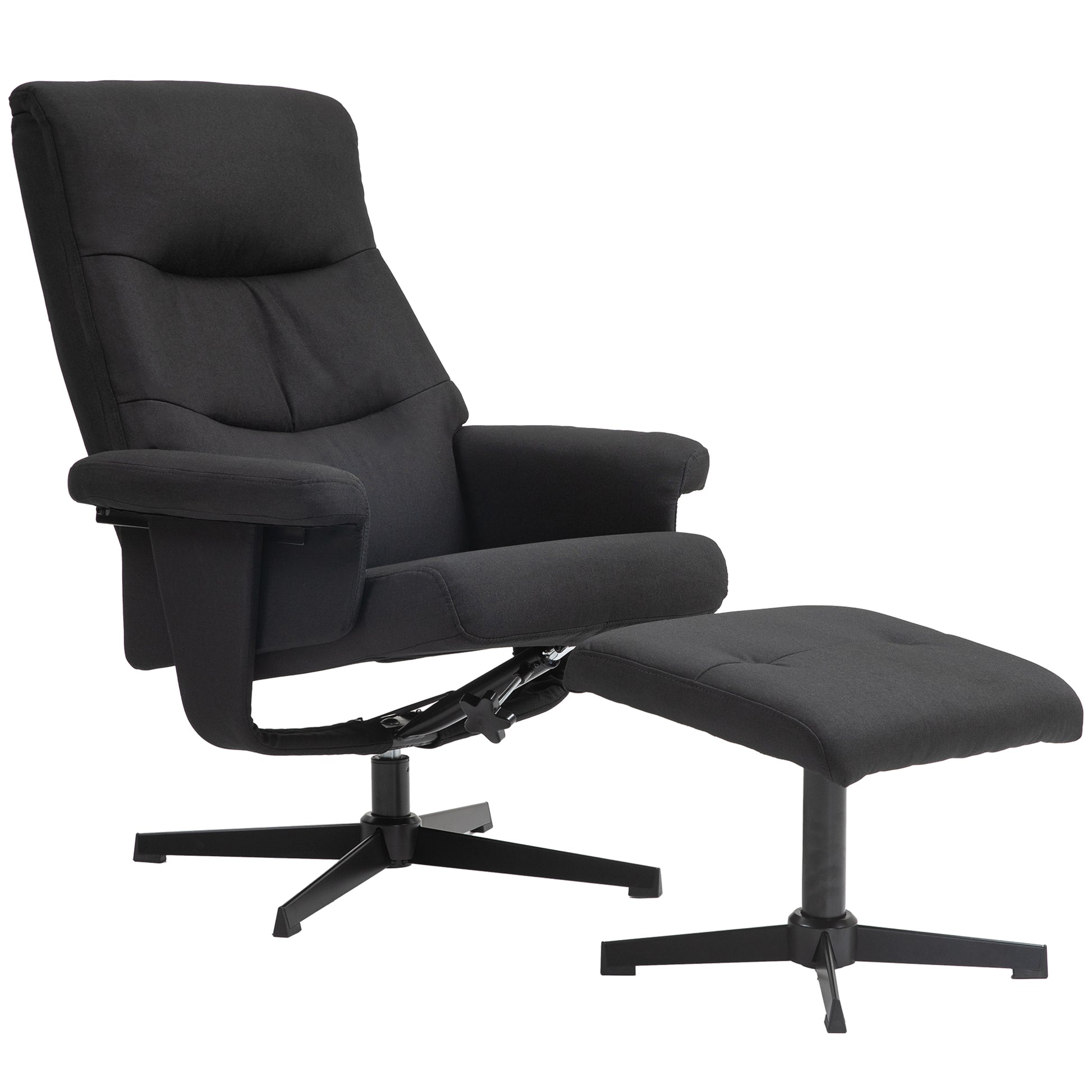 Recliner Chair with Ottoman, Padded TV Chair with Reclining Function, Rocking Feature, Swivel Lounge Chair with Velvet Look, for Living Room, Bedroom, Black