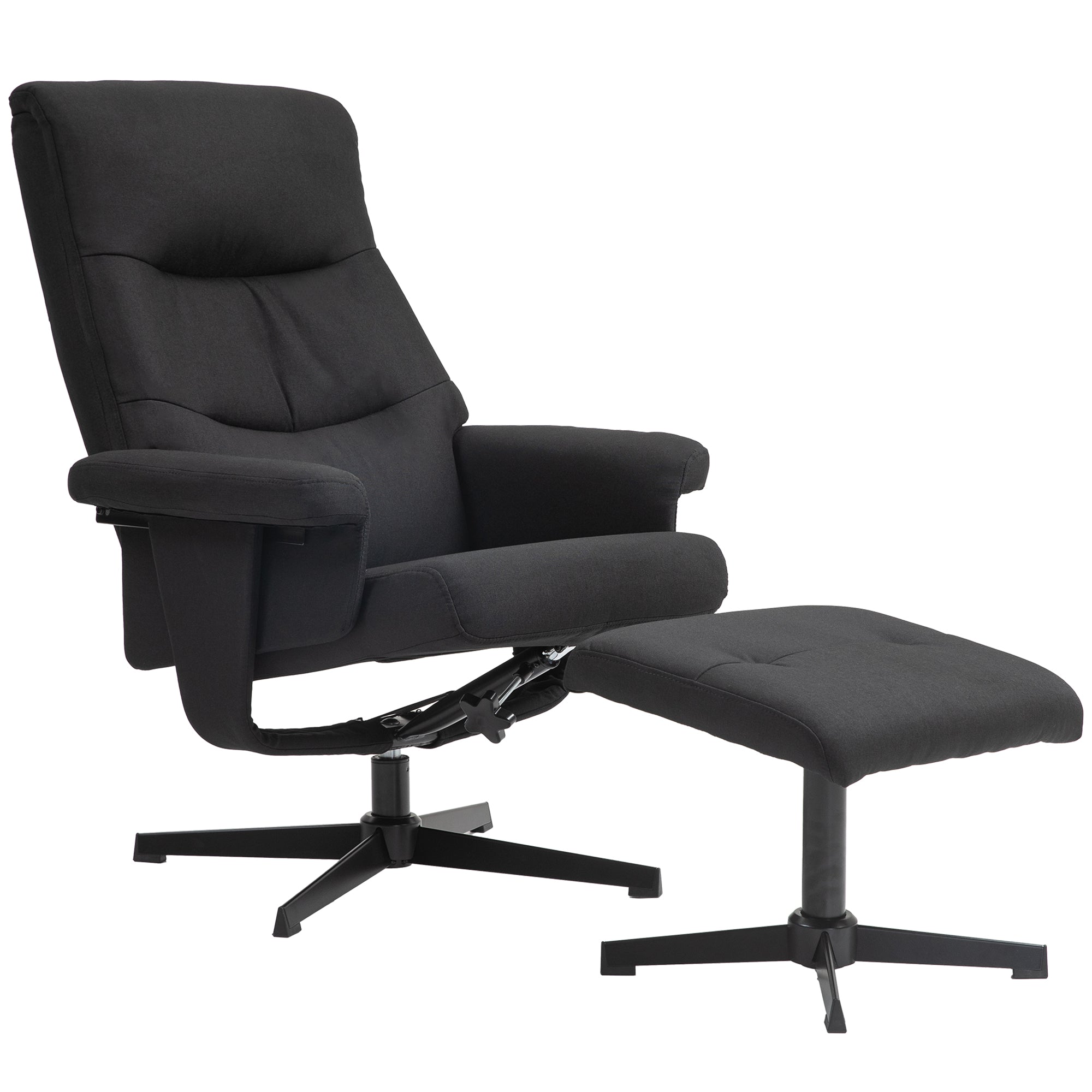 Recliner Chair with Ottoman, Padded TV Chair with Reclining Function, Rocking Feature, Swivel Lounge Chair with Velvet Look, for Living Room, Bedroom, Black