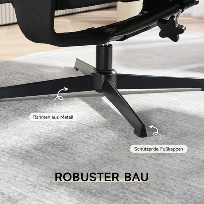 Recliner Chair with Ottoman, Padded TV Chair with Reclining Function, Rocking Feature, Swivel Lounge Chair with Velvet Look, for Living Room, Bedroom, Black