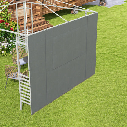 Side Panels for 2.95x2.95m Pavilion Side Wall with Mesh Window Hooks for Party Tent Garden Gazebo Polyester Dark Grey 300 x 200 cm