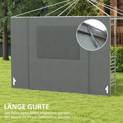 Side Panels for 2.95x2.95m Pavilion Side Wall with Mesh Window Hooks for Party Tent Garden Gazebo Polyester Dark Grey 300 x 200 cm