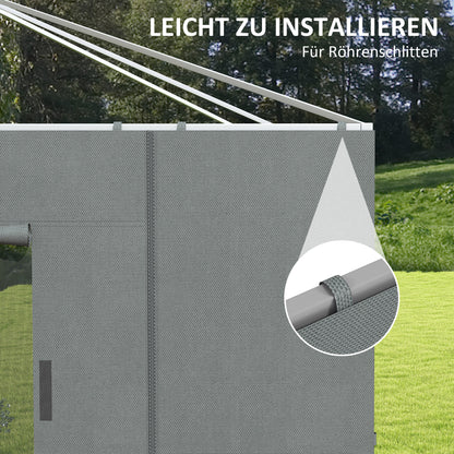 Side Panels for 2.95x2.95m Pavilion Side Wall with Mesh Window Hooks for Party Tent Garden Gazebo Polyester Dark Grey 300 x 200 cm