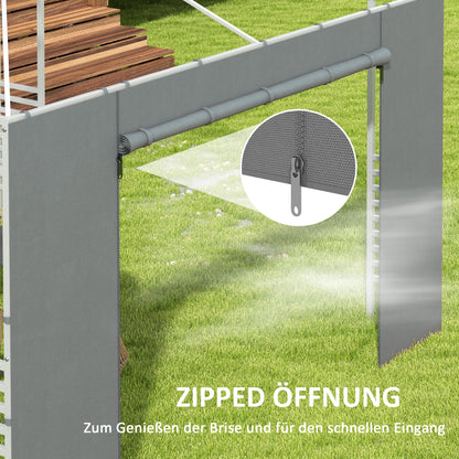 Side Panels for 2.95x2.95m Pavilion Side Wall with Mesh Window Hooks for Party Tent Garden Gazebo Polyester Dark Grey 300 x 200 cm