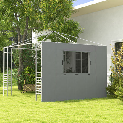Side Panels for 2.95x2.95m Pavilion Side Wall with Mesh Window Hooks for Party Tent Garden Gazebo Polyester Dark Grey 300 x 200 cm