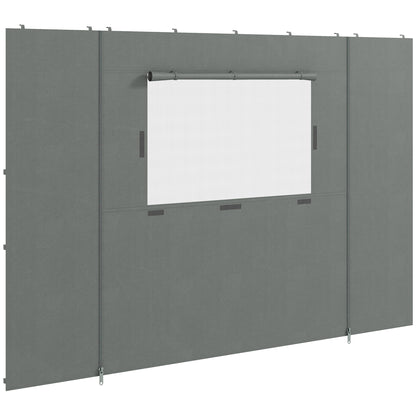 Side Panels for 2.95x2.95m Pavilion Side Wall with Mesh Window Hooks for Party Tent Garden Gazebo Polyester Dark Grey 300 x 200 cm