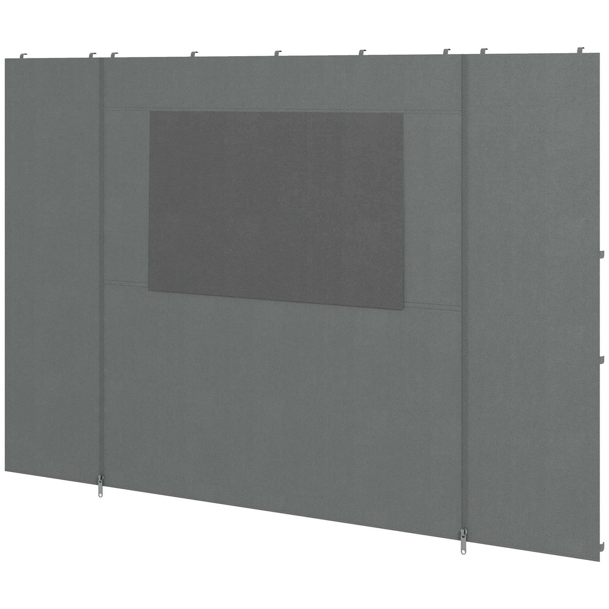 Side Panels for 2.95x2.95m Pavilion Side Wall with Mesh Window Hooks for Party Tent Garden Gazebo Polyester Dark Grey 300 x 200 cm