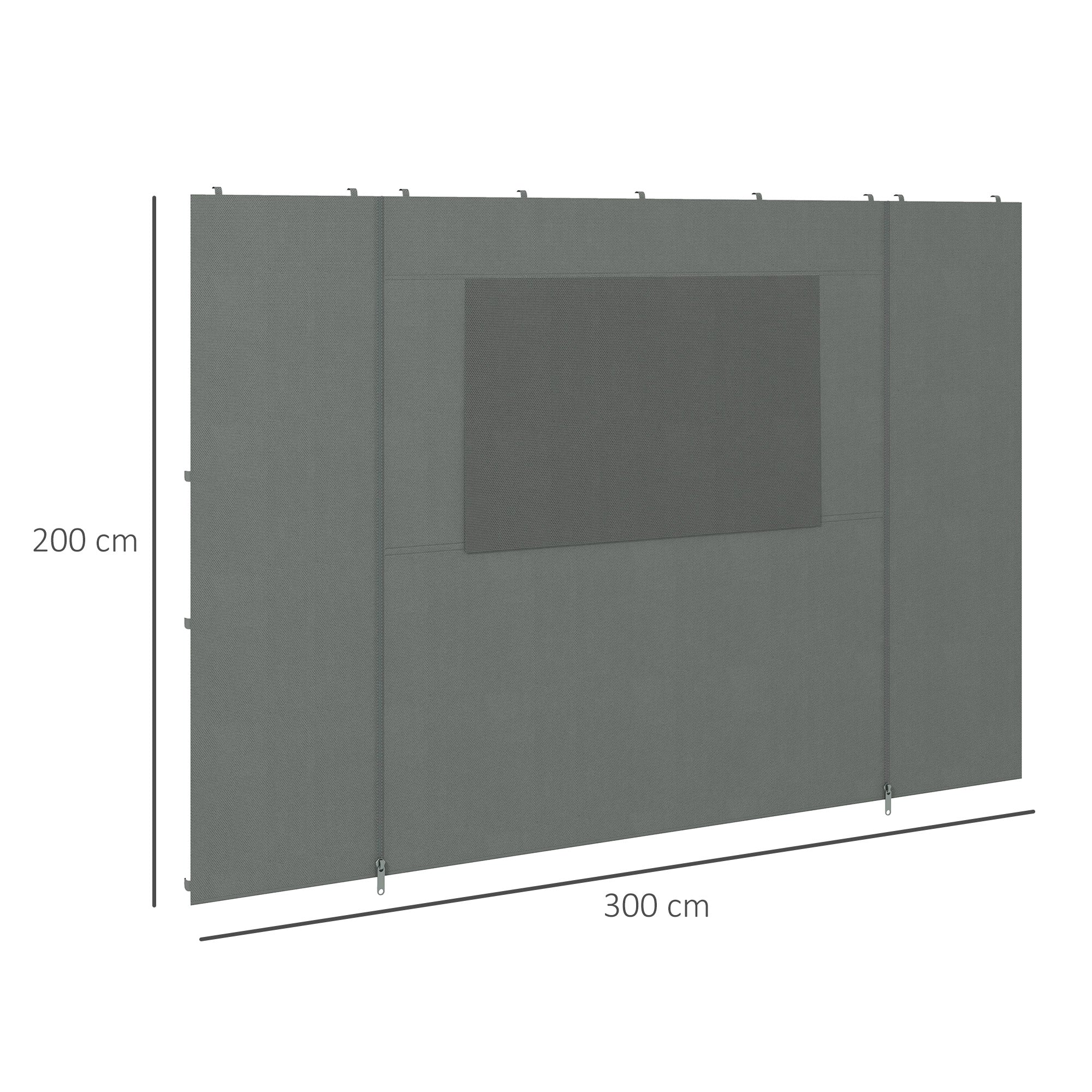 Side Panels for 2.95x2.95m Pavilion Side Wall with Mesh Window Hooks for Party Tent Garden Gazebo Polyester Dark Grey 300 x 200 cm