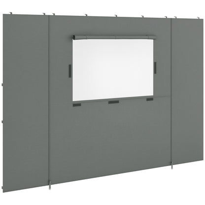 Side Panels for 2.95x2.95m Pavilion Side Wall with Mesh Window Hooks for Party Tent Garden Gazebo Polyester Dark Grey 300 x 200 cm