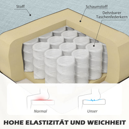 2-Seater Fabric Sofa Upholstered Sofa Double Sofa Retro Look Seat Furniture Lounge Sofa Wooden Frame Light Green 117 x 56.5 x 77 cm