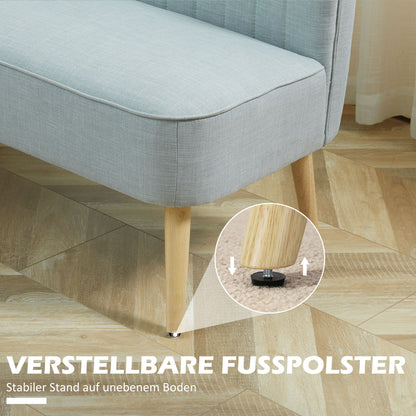 2-Seater Fabric Sofa Upholstered Sofa Double Sofa Retro Look Seat Furniture Lounge Sofa Wooden Frame Light Green 117 x 56.5 x 77 cm