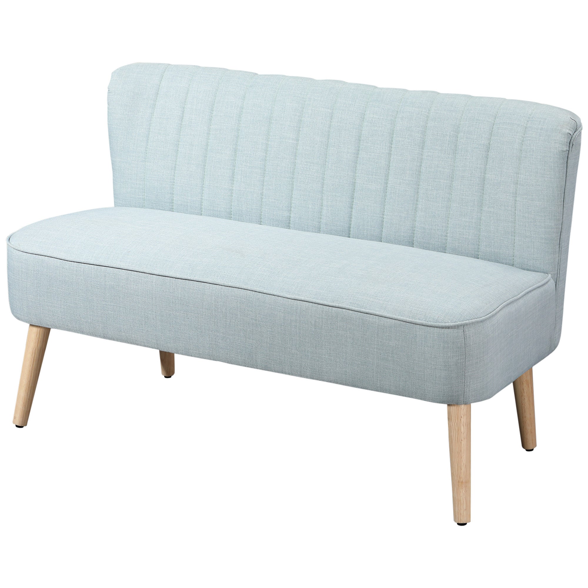 2-Seater Fabric Sofa Upholstered Sofa Double Sofa Retro Look Seat Furniture Lounge Sofa Wooden Frame Light Green 117 x 56.5 x 77 cm